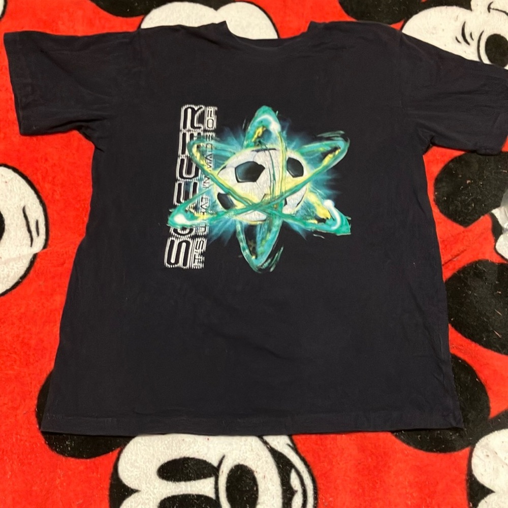 Graphic Soccer T-Shirt in Navy Blue